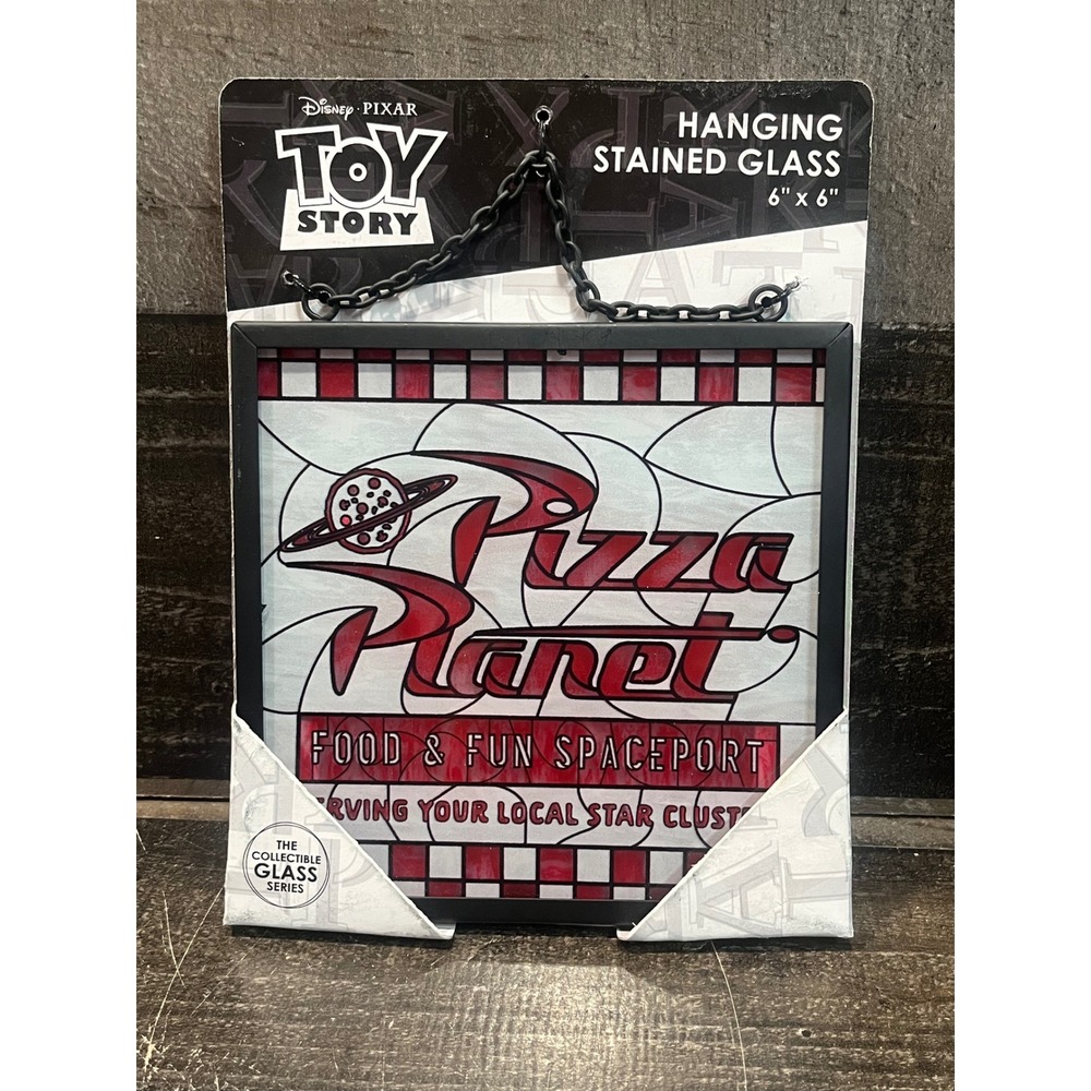 Disney Toy Story Pizza Planet Hanging Stained Glass Sign 6x6 Open Road Brands